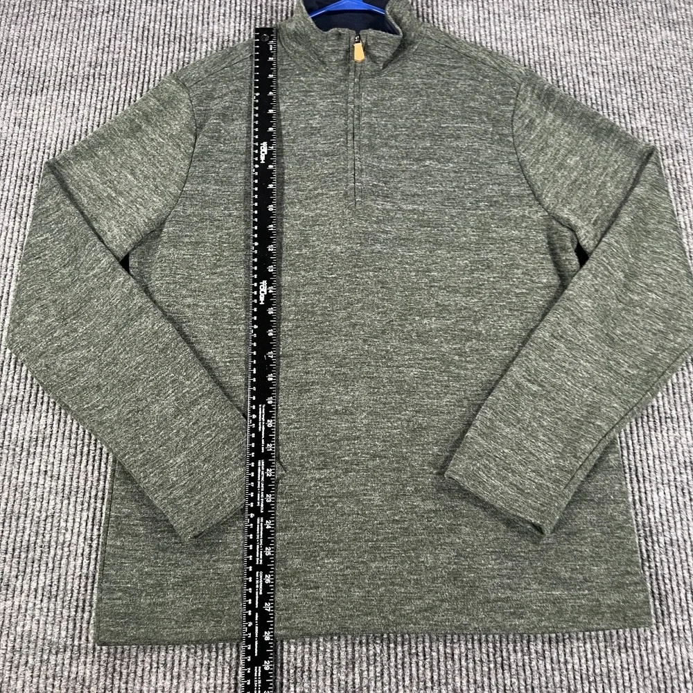 Banana Republic Mens Sweatshirt Medium Green Long Sleeve 1/4 Zip Mock Neck